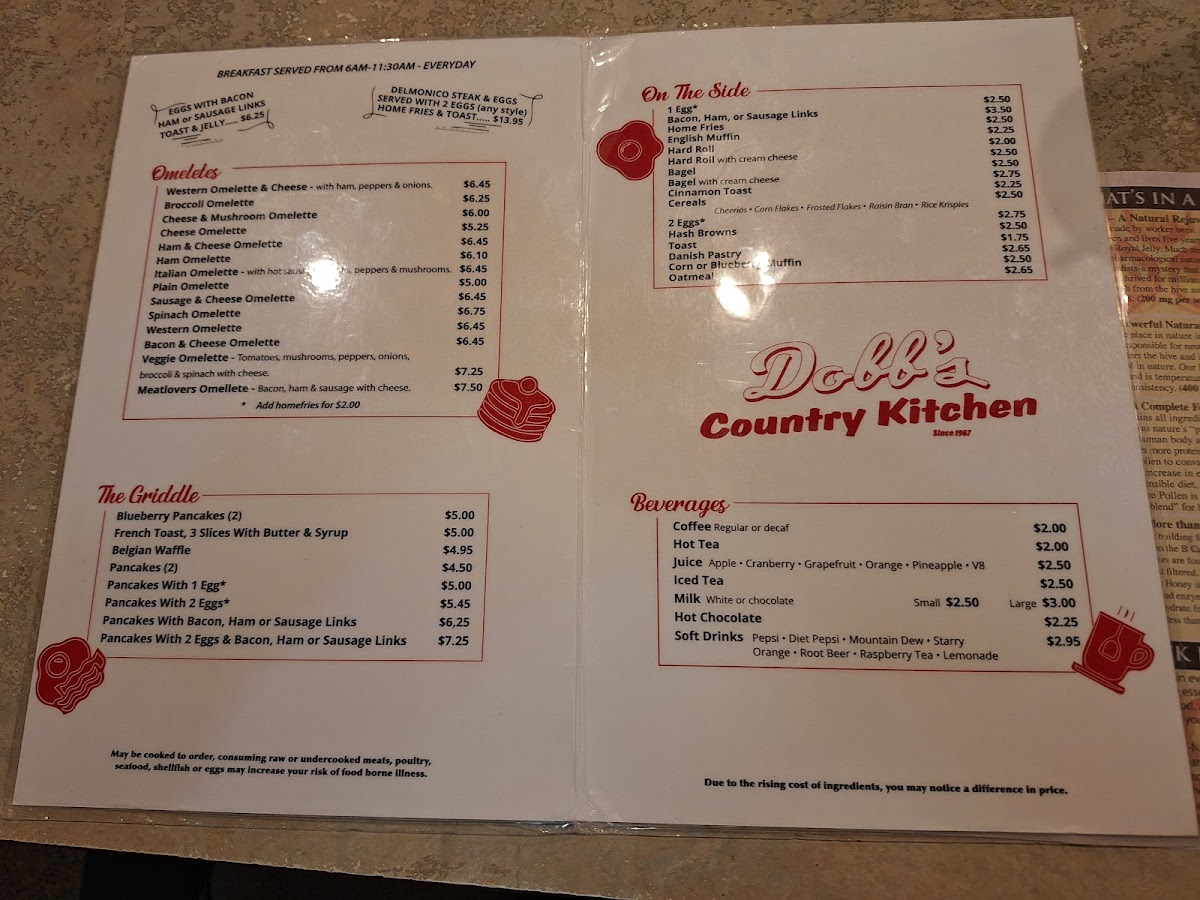 Dobb's Country Kitchen Menu - Image 1